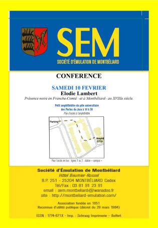 Conférence "présence noire en Franche-Comté et à Montbéliard au XVIIIèem siècle"